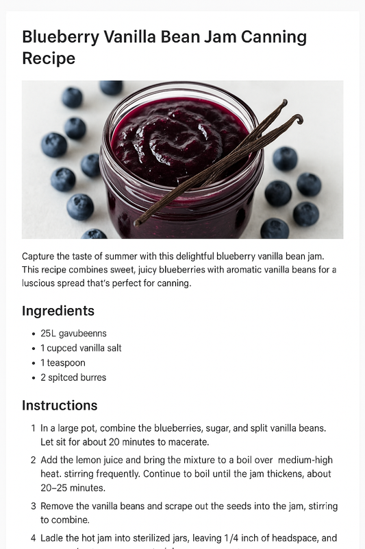 Blueberry Vanilla Bean Jam Canning Recipe