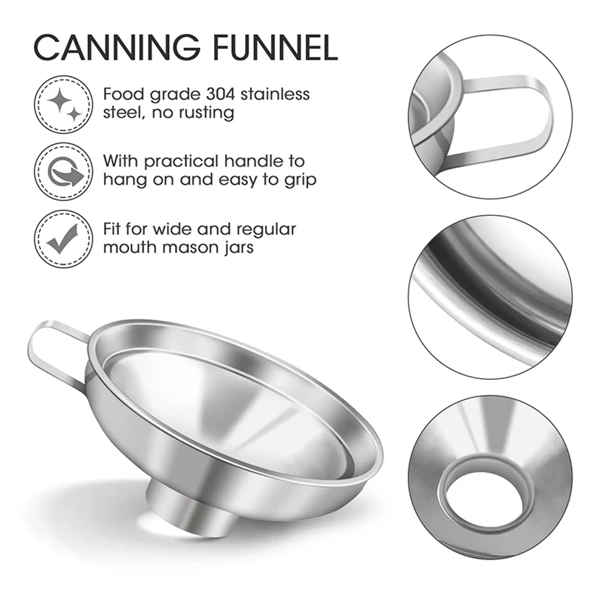 Stainless Steel Wide Mouth Canning Funnel – Set of 2 - KitchenEnvy
