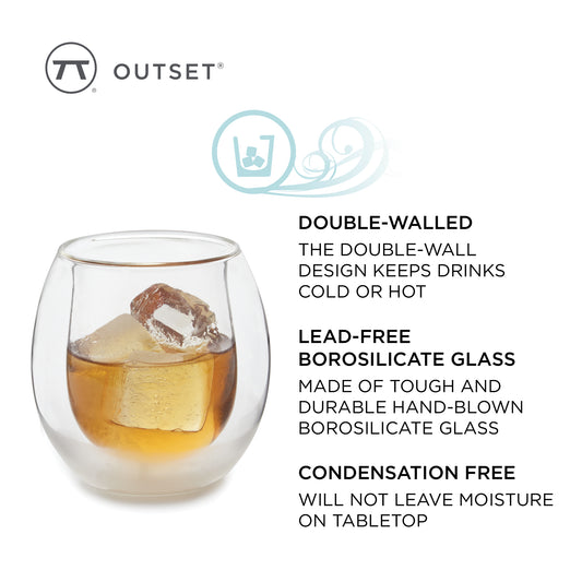 Double Wall Whiskey Glasses, Set of 2, Borosilicate Glass - KitchenEnvy
