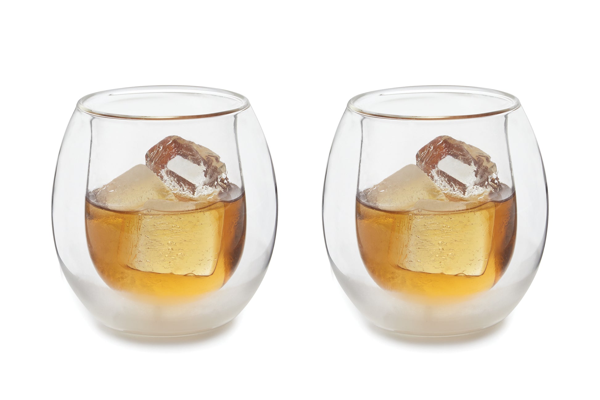 Double Wall Whiskey Glasses, Set of 2, Borosilicate Glass - KitchenEnvy