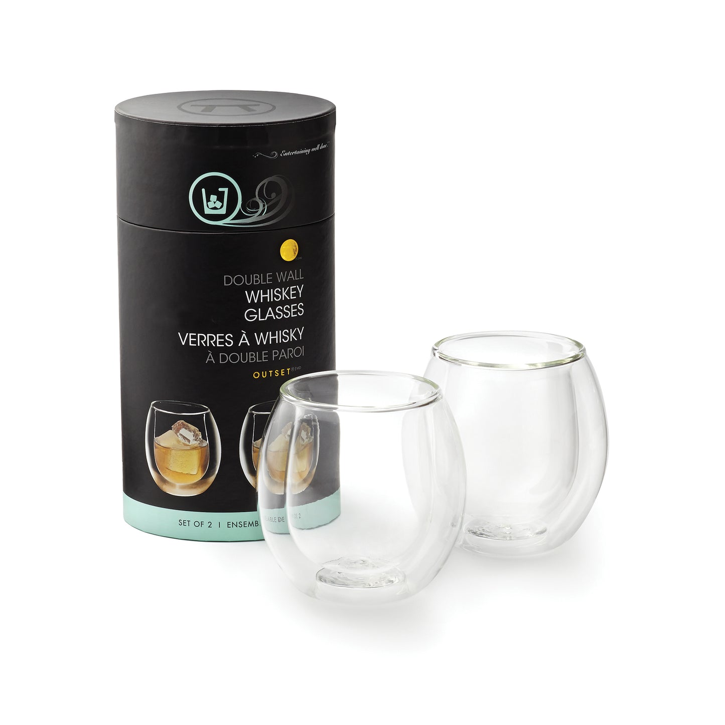 Double Wall Whiskey Glasses, Set of 2, Borosilicate Glass