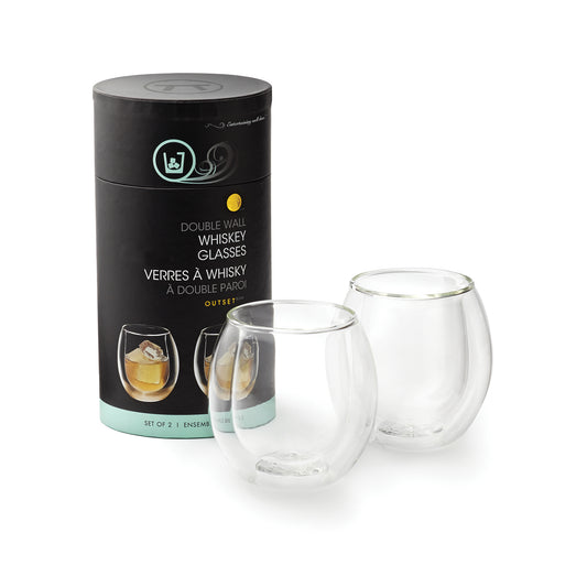 Double Wall Whiskey Glasses, Set of 2, Borosilicate Glass - KitchenEnvy
