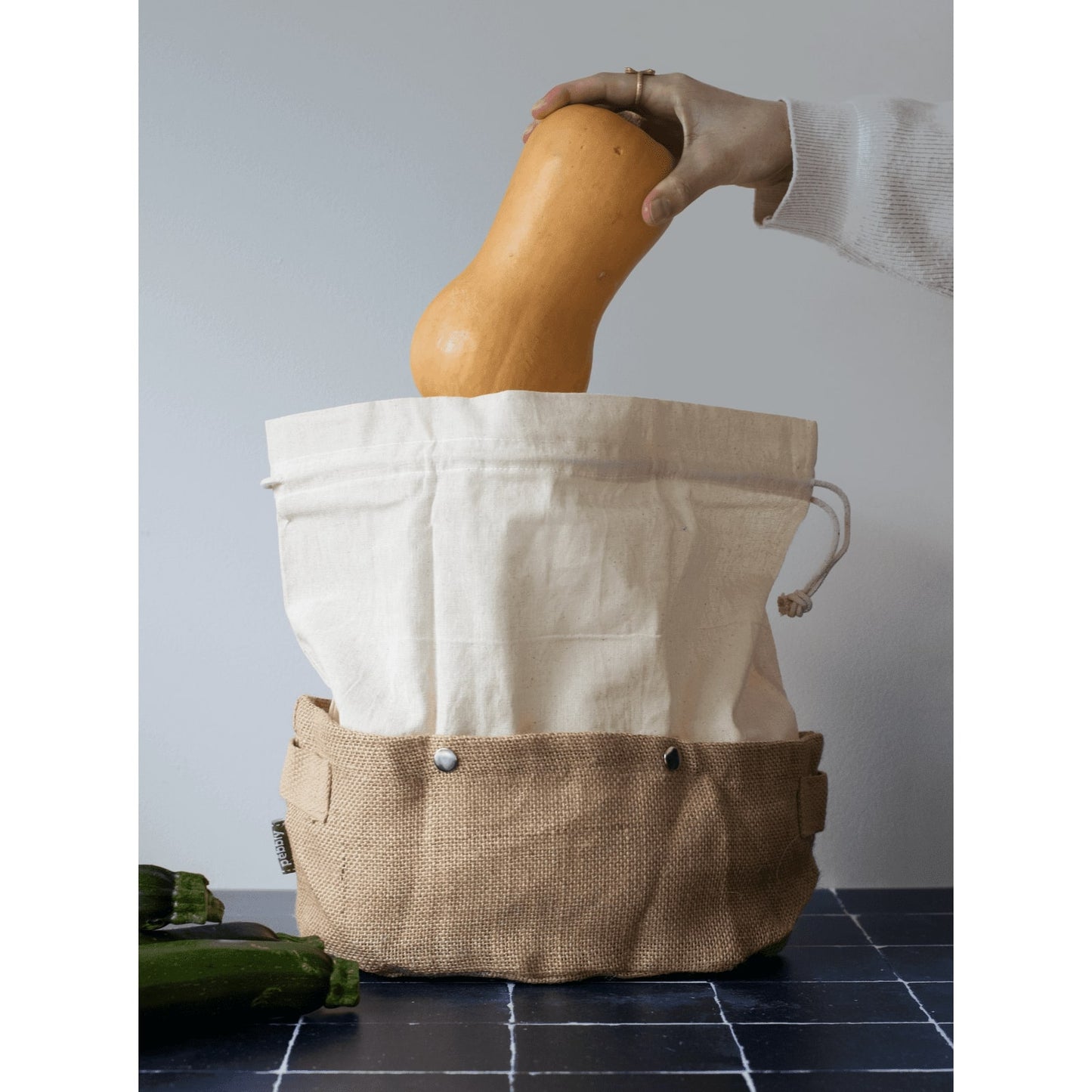PEBBLY Storage basket w/removable bag - KitchenEnvy