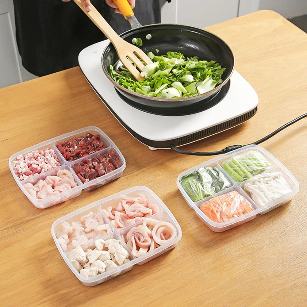 4 Grids Fridge Storage Box - Set of 3