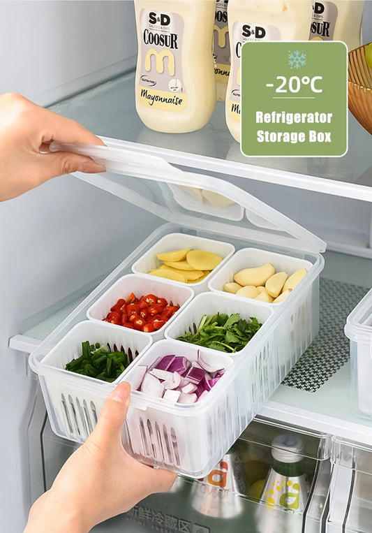 Refrigerator Storage Box - 6 Grids - KitchenEnvy