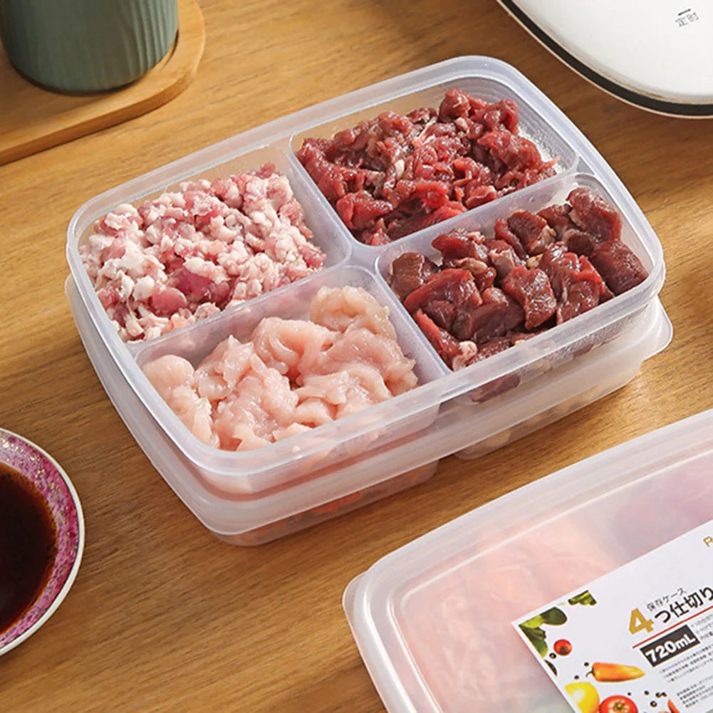 4 Grids Fridge Storage Box - Set of 3