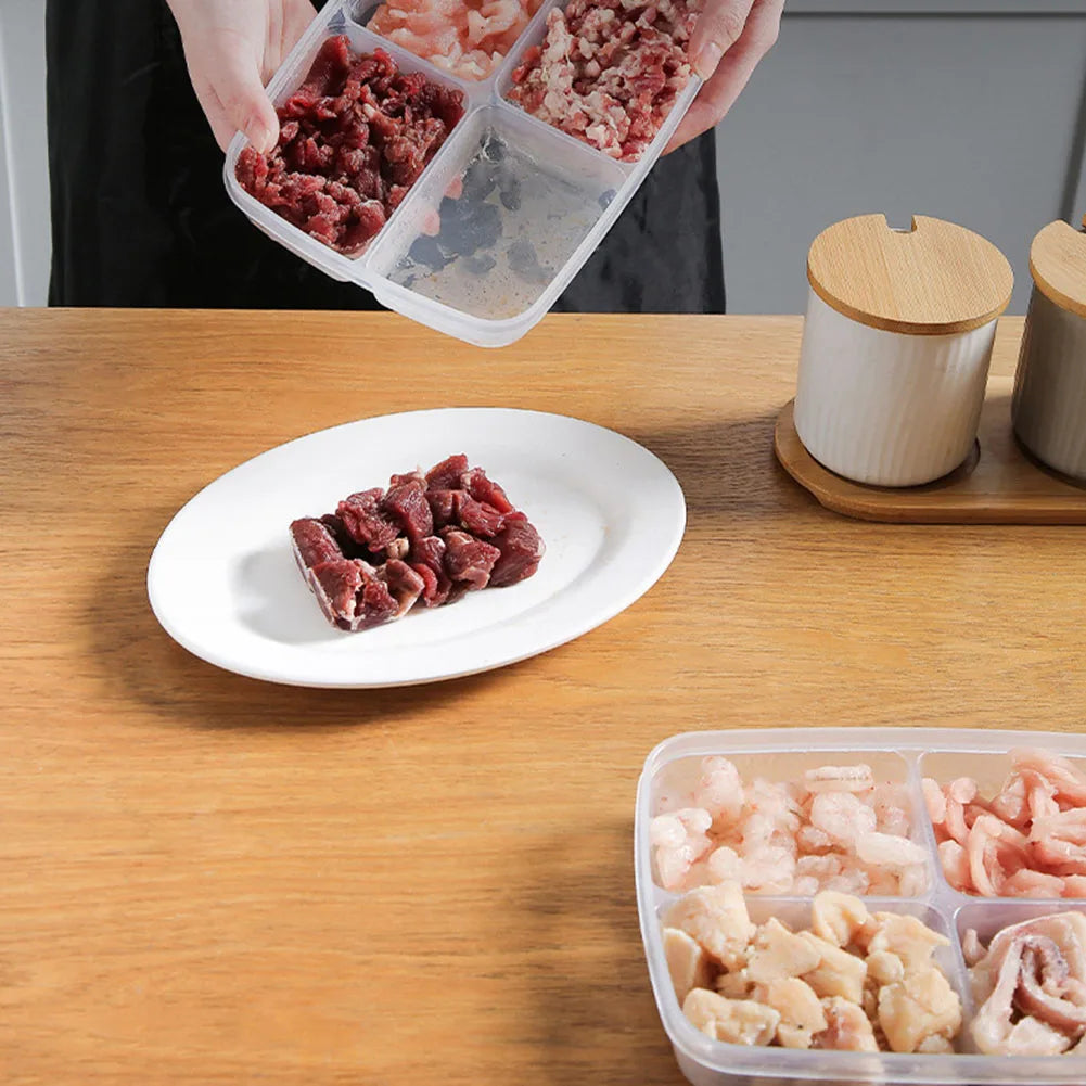 4 Grids Fridge Storage Box - Set of 3