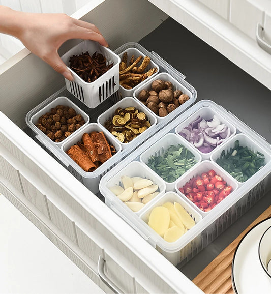 Refrigerator Storage Box - 6 Grids - KitchenEnvy