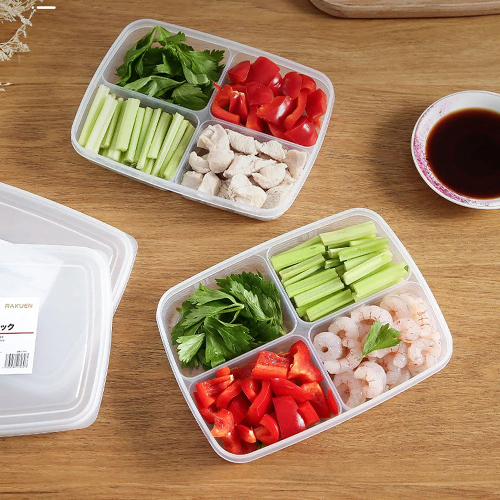 4 Grids Fridge Storage Box - Set of 3