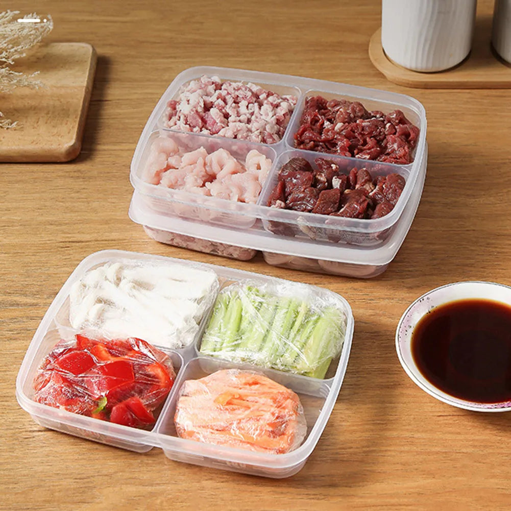 4 Grids Fridge Storage Box - Set of 3