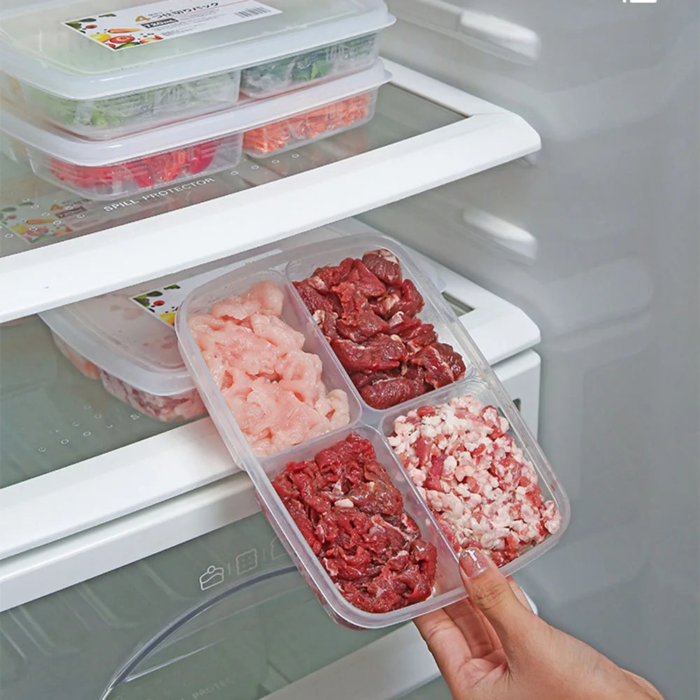 4 Grids Fridge Storage Box - Set of 3
