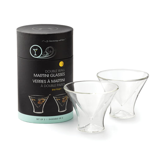Double Wall Stemless Martini Glasses, Set of 2, Borosilicate Glass - KitchenEnvy