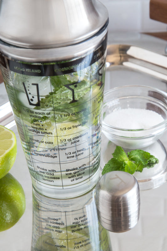 Cocktail Shaker, Glass and Stainless Steel, 12-Ounce - KitchenEnvy