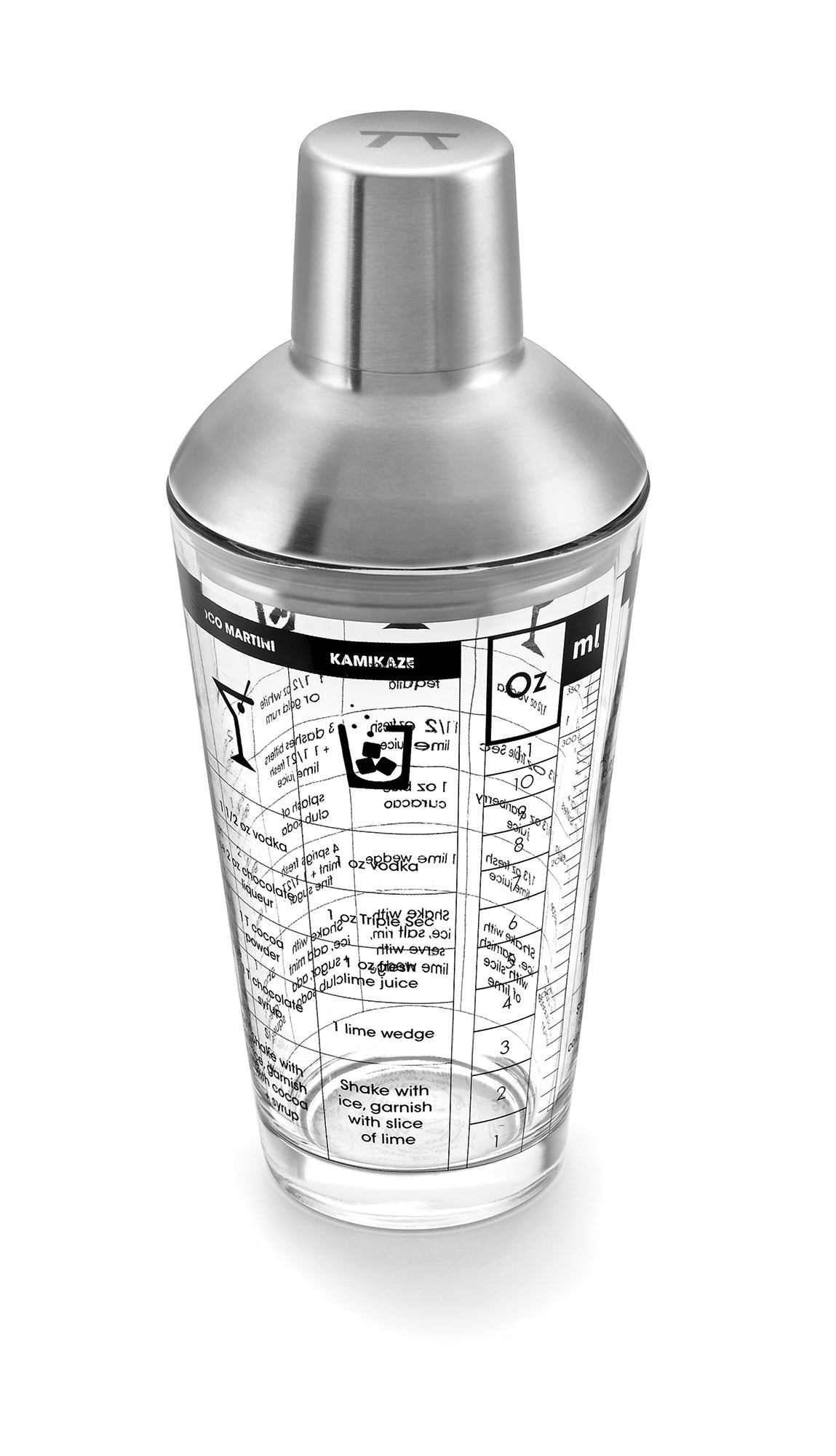 Cocktail Shaker, Glass and Stainless Steel, 12-Ounce - KitchenEnvy