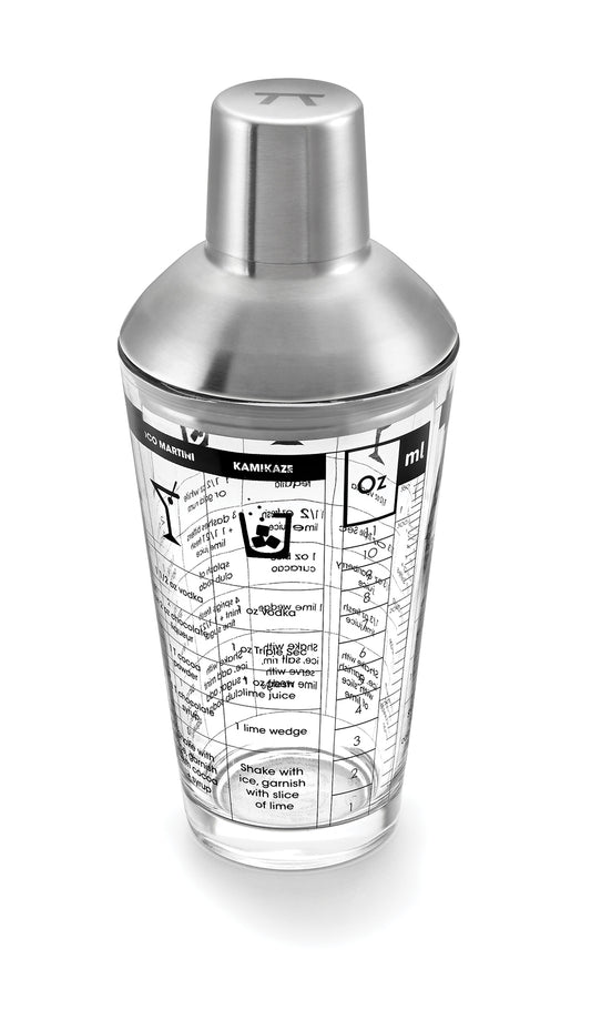 Cocktail Shaker, Glass and Stainless Steel, 12-Ounce - KitchenEnvy