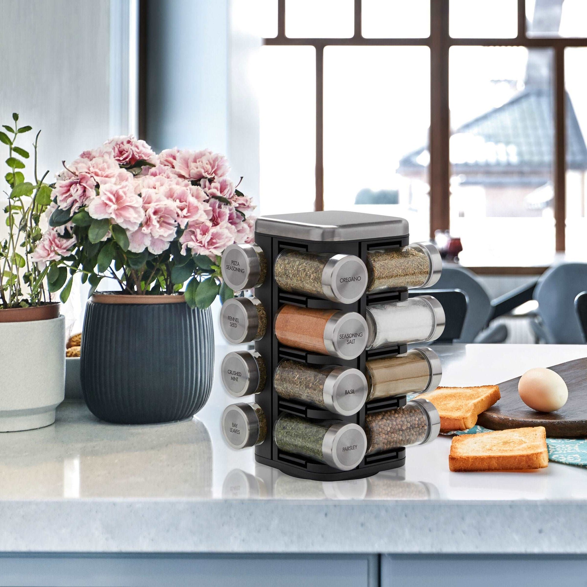 KitchenEnvy Revolving Spice Rack - 16 Jars - KitchenEnvy