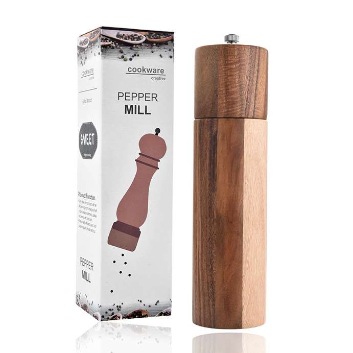 KitchenEnvy Cylindrical Acacia/Ceramic Mill - KitchenEnvy