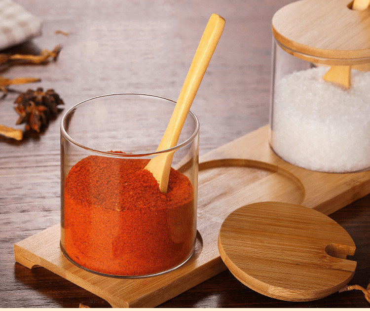 Set of 3 Glass Jars with Spoons & Bamboo Lids - Kitchen Envy