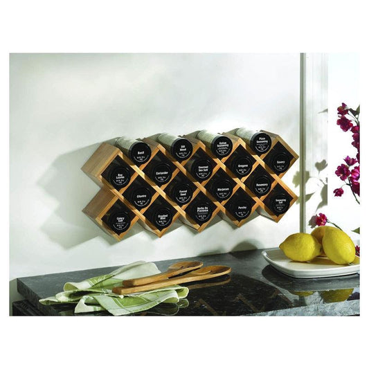KitchenEnvy Criss Cross Bamboo Spice Rack - 18 Jars - KitchenEnvy
