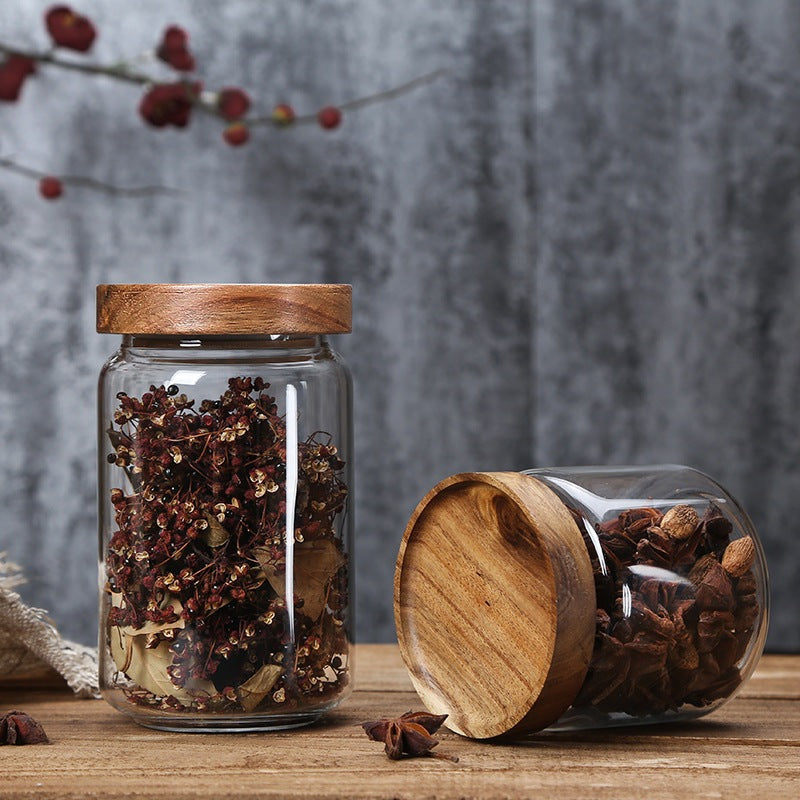 Pot en verre avec couvercle en bois d'acacia – KitchenEnvy