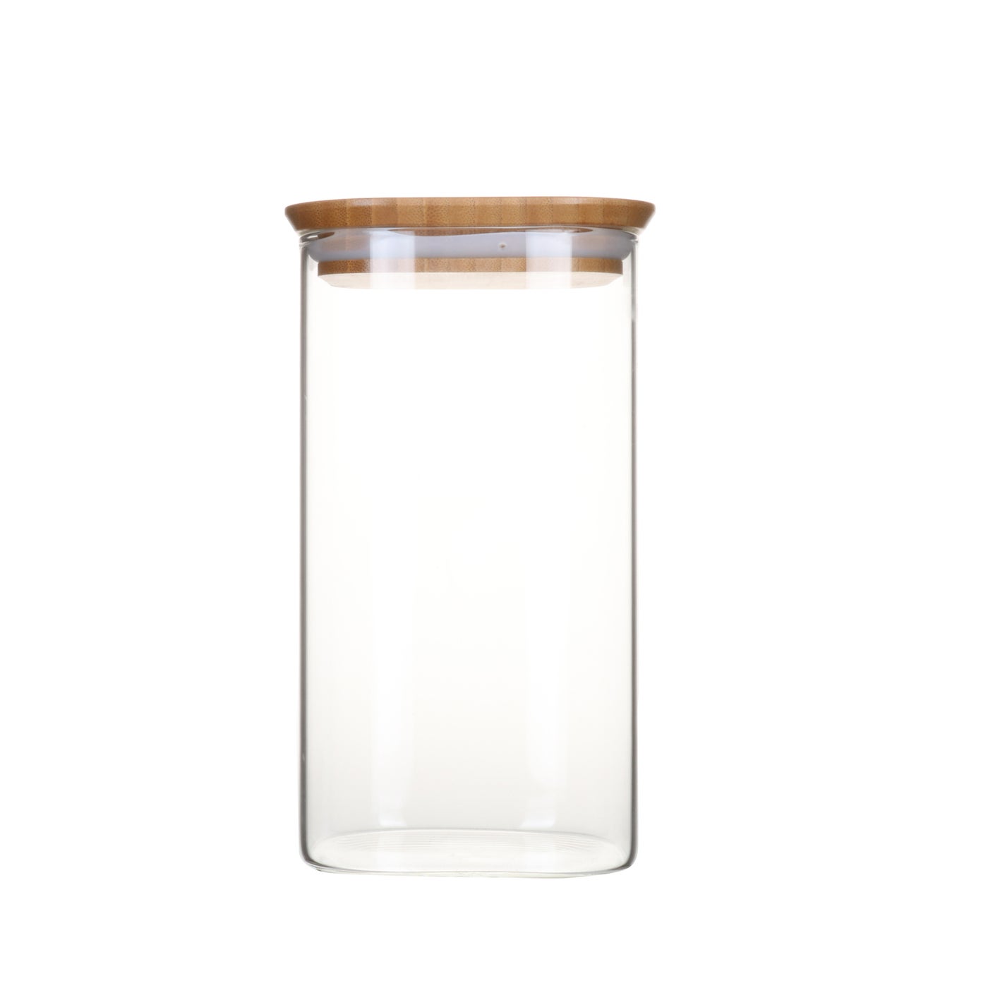PEBBLY SQUARE Storage Jar Glass w/Bamboo Lid - KitchenEnvy
