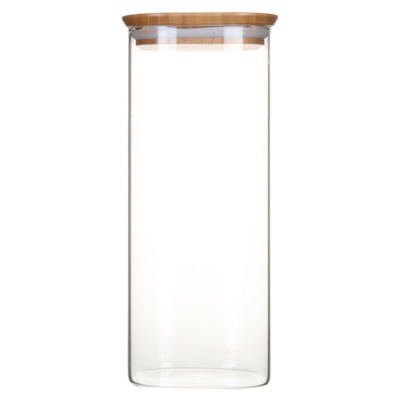 PEBBLY SQUARE Storage Jar Glass w/Bamboo Lid - KitchenEnvy