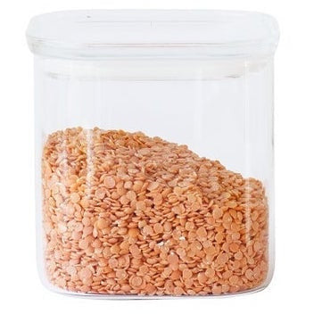 PEBBLY SQUARE Canister Glass w/Glass Lid - KitchenEnvy
