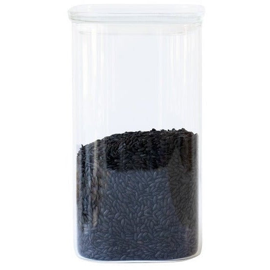PEBBLY SQUARE Canister Glass w/Glass Lid - KitchenEnvy