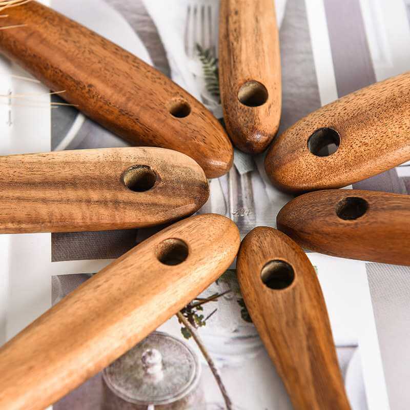 KitchenEnvy 7pcs/set Teak Natural Wood Kitchenware - KitchenEnvy