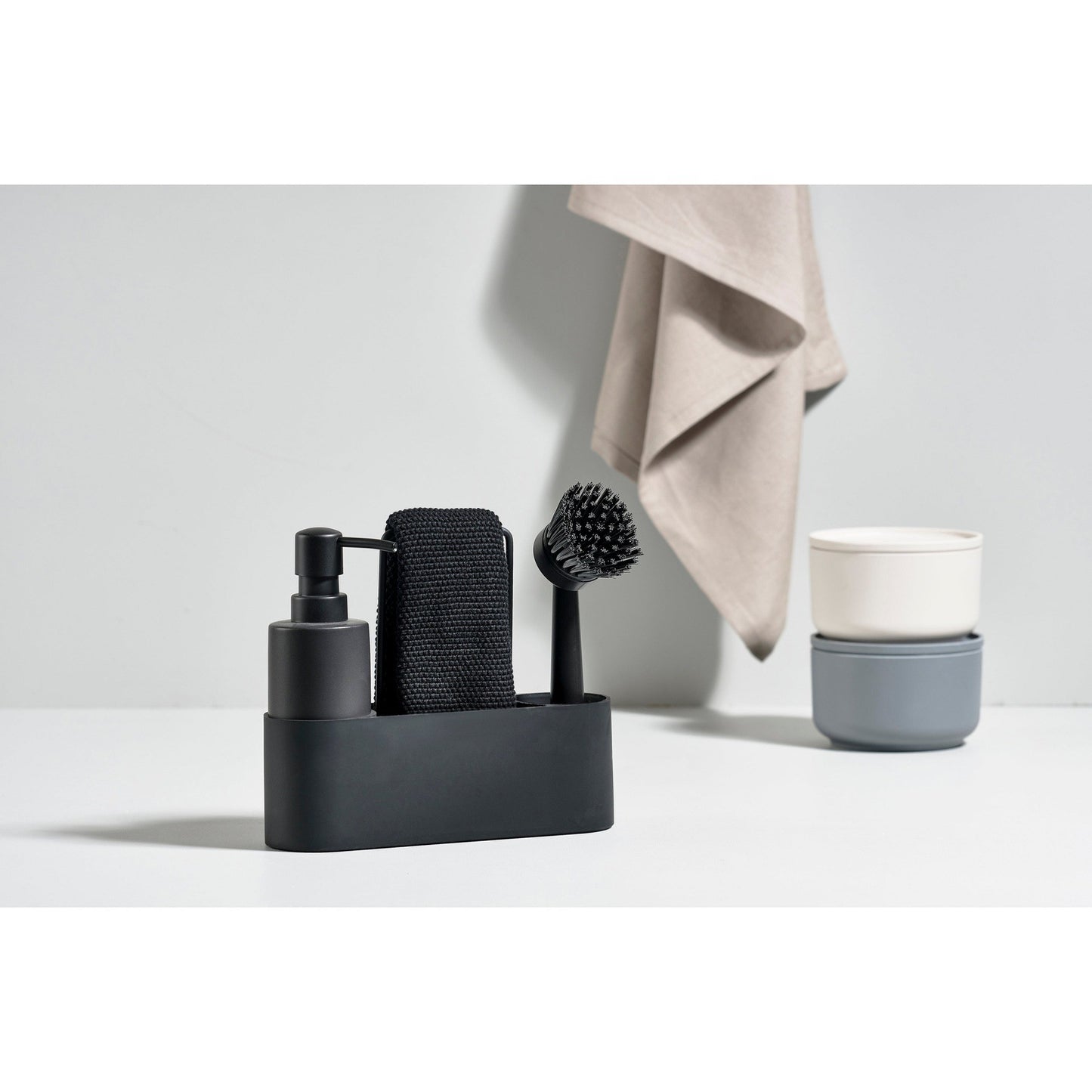 ZONE SINGLES Dishwashing Complete Set Black 22x6.7x19cm/8.7x2.5x7.5" - KitchenEnvy