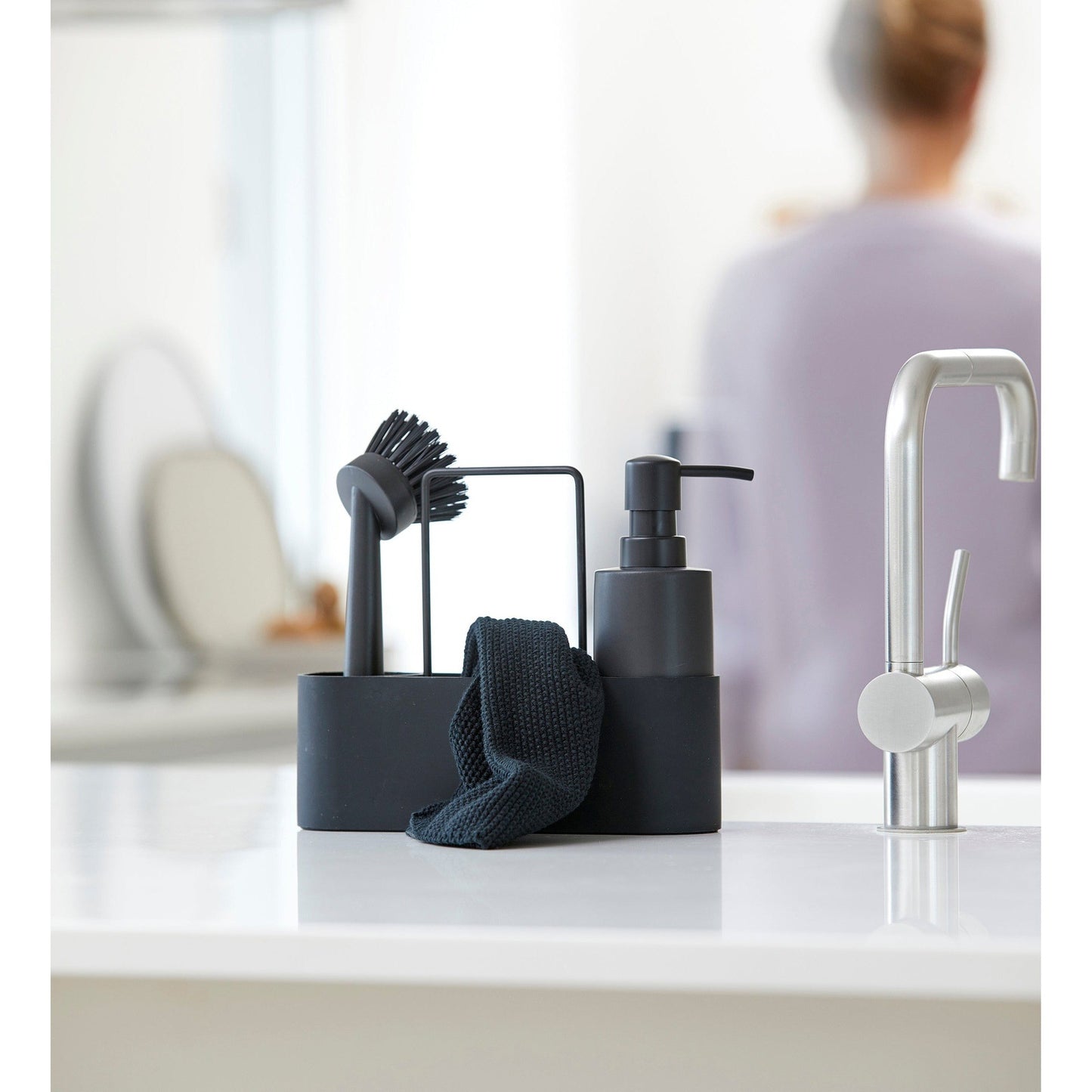 ZONE SINGLES Dishwashing Complete Set Black 22x6.7x19cm/8.7x2.5x7.5" - KitchenEnvy