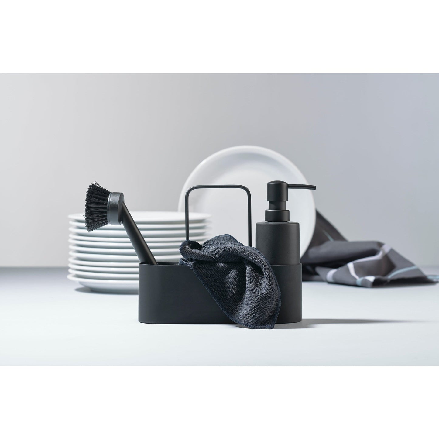 ZONE SINGLES Dishwashing Complete Set Black 22x6.7x19cm/8.7x2.5x7.5" - KitchenEnvy