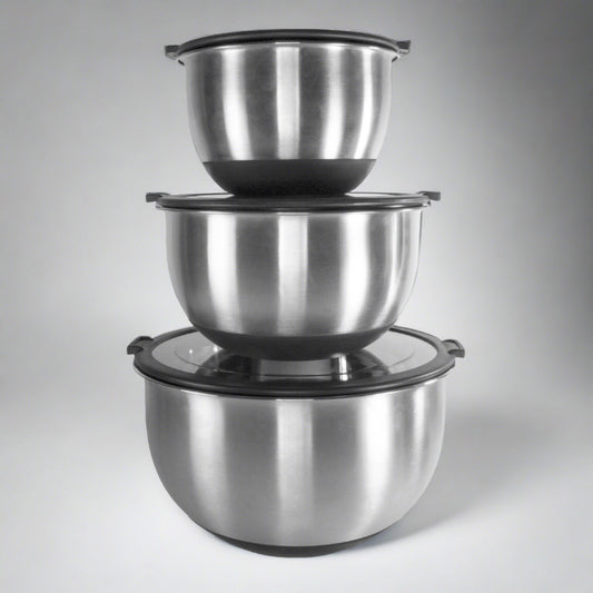 KITCHEN BASICS Anti-Skid Bowl SS/Transparent Lid - KitchenEnvy