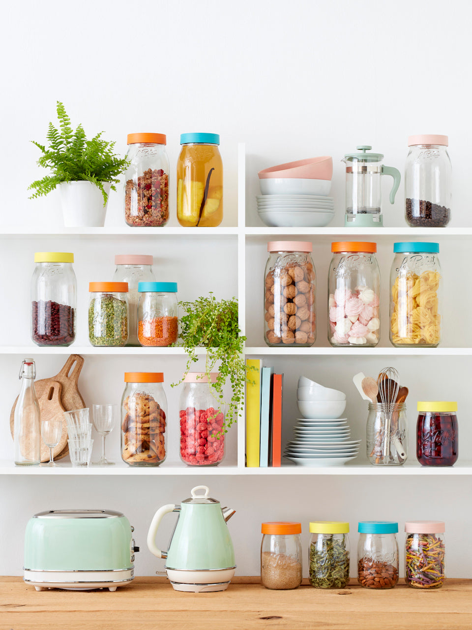 Screw Top Jar w/ Colour Lid 1000ml/32oz