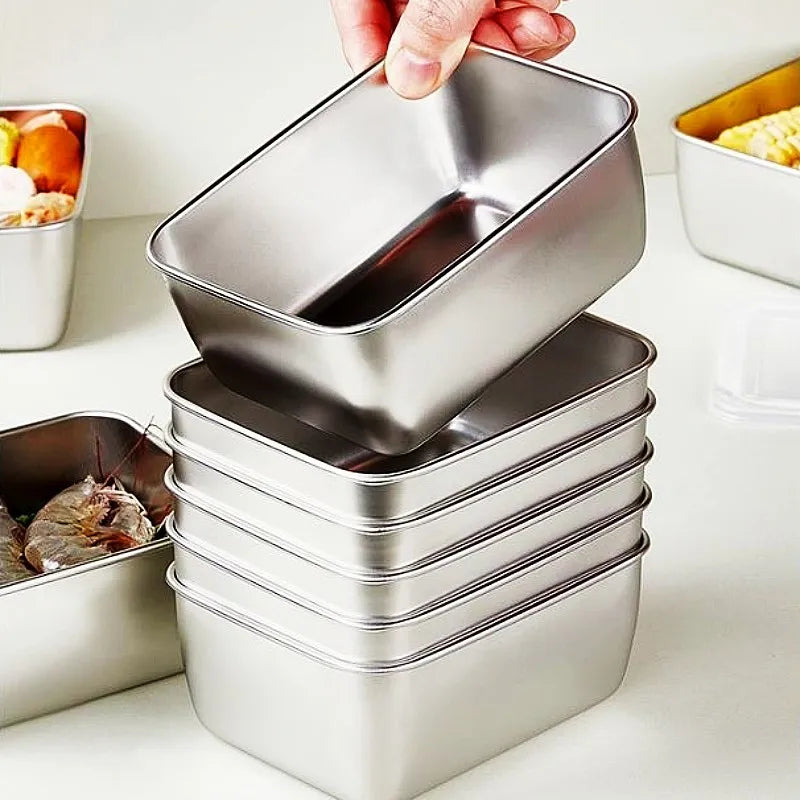 6Pcs 600ml Stainless Steel Fridge Box