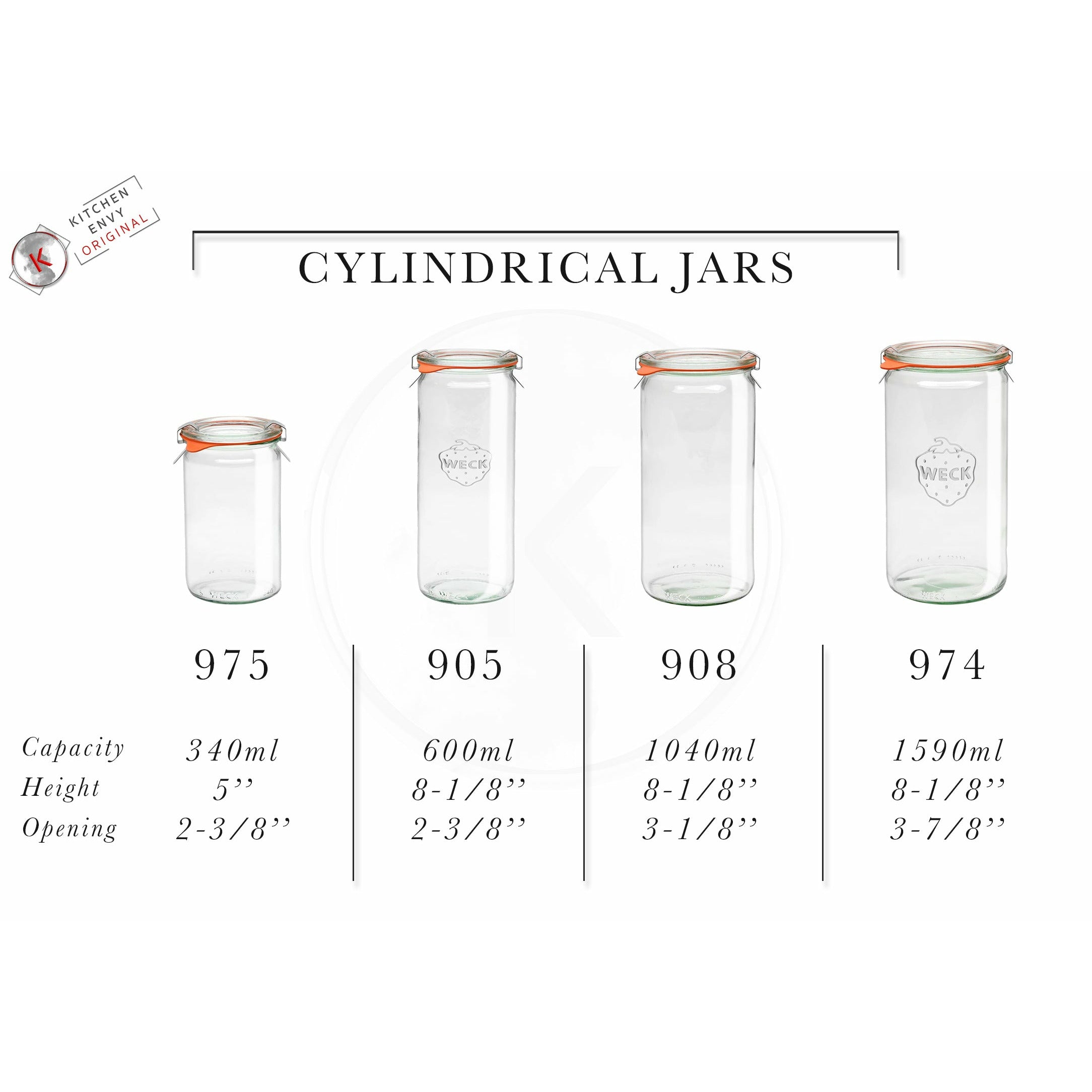 974 - 1 1/2 L Cylindrical Jar (Set of 2) - Weck Jars