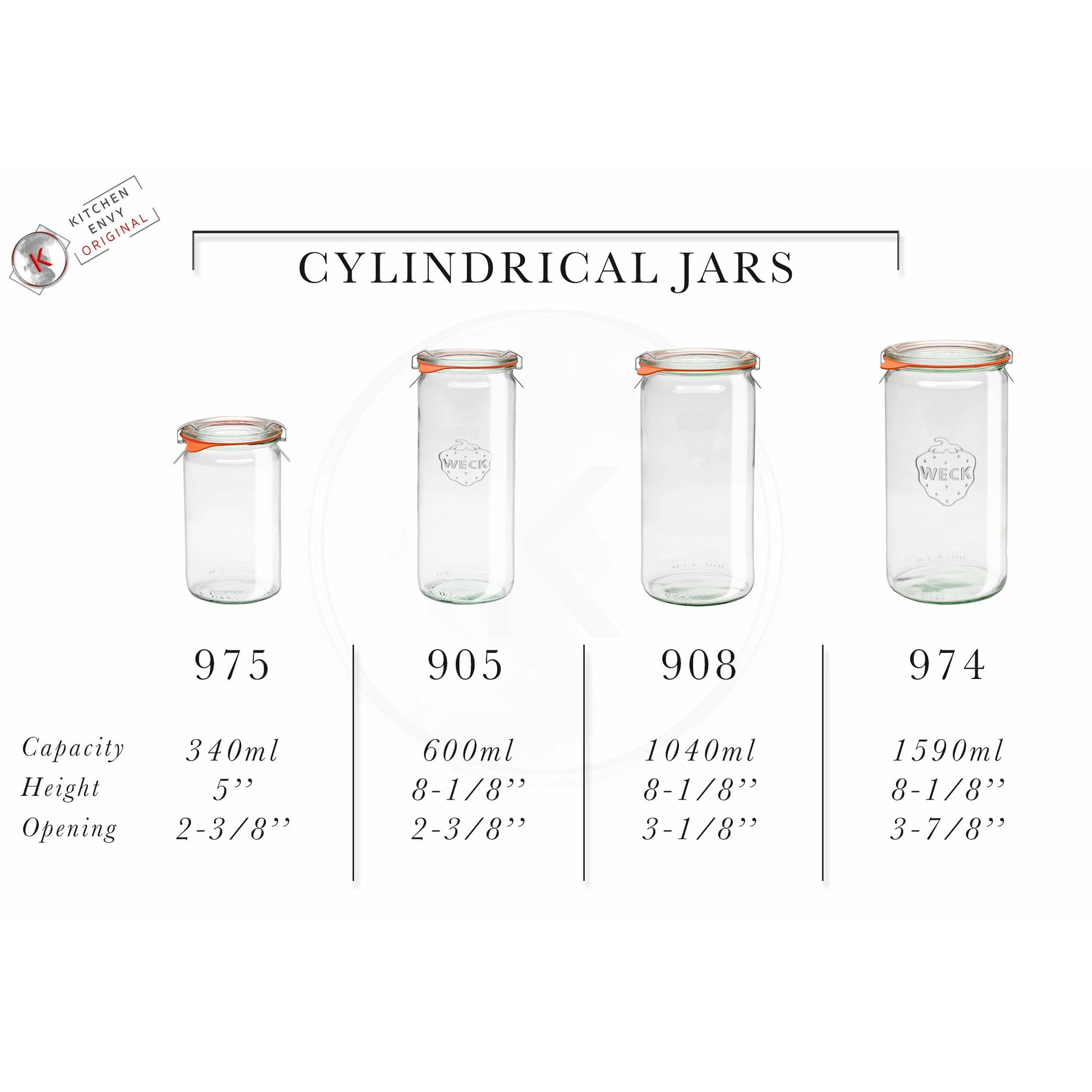Weck Weck Jars - 908 Cylindrical 1040ml Case of 2 - KitchenEnvy