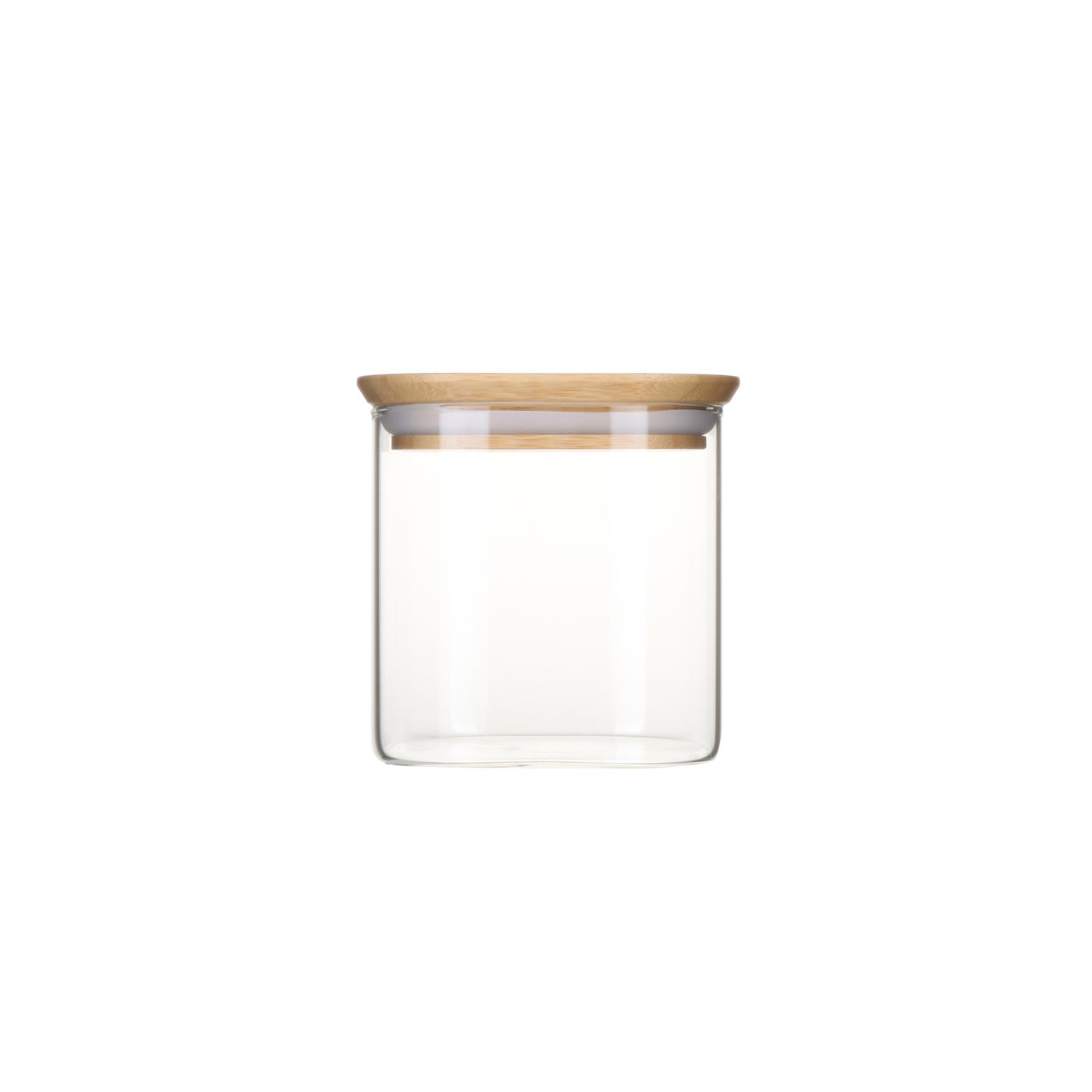 PEBBLY SQUARE Storage Jar Glass w/Bamboo Lid - KitchenEnvy