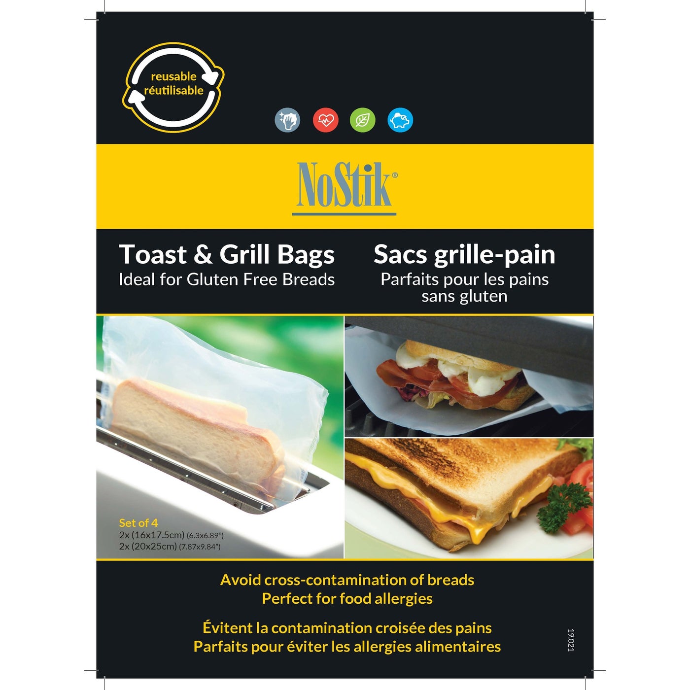 NOSTIK Toast & Grill Bag - Pack of 4 - KitchenEnvy