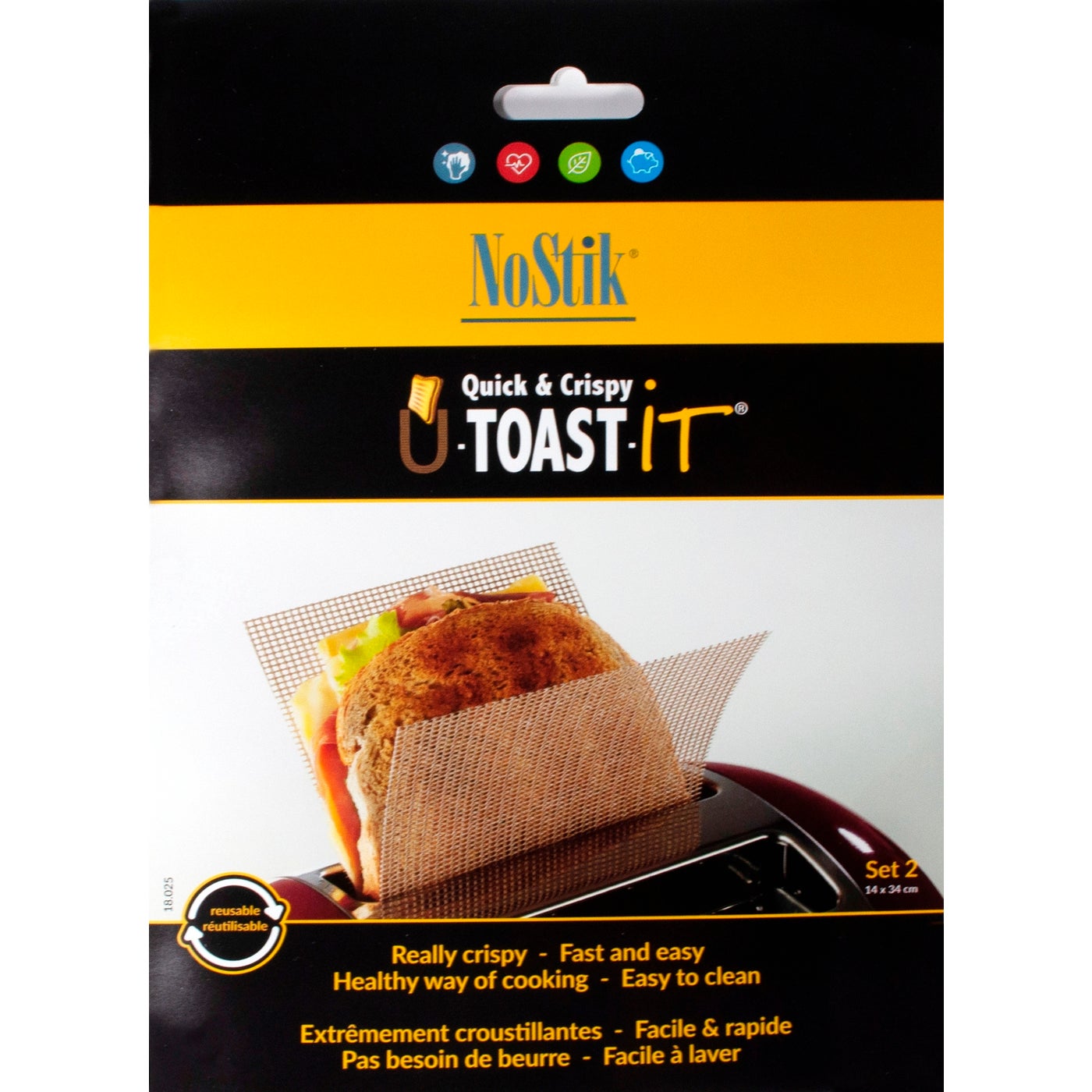 NOSTIK U-TOAST-IT! Toaster Bag 2PC/ST 14x34cm/5.5x13" - KitchenEnvy