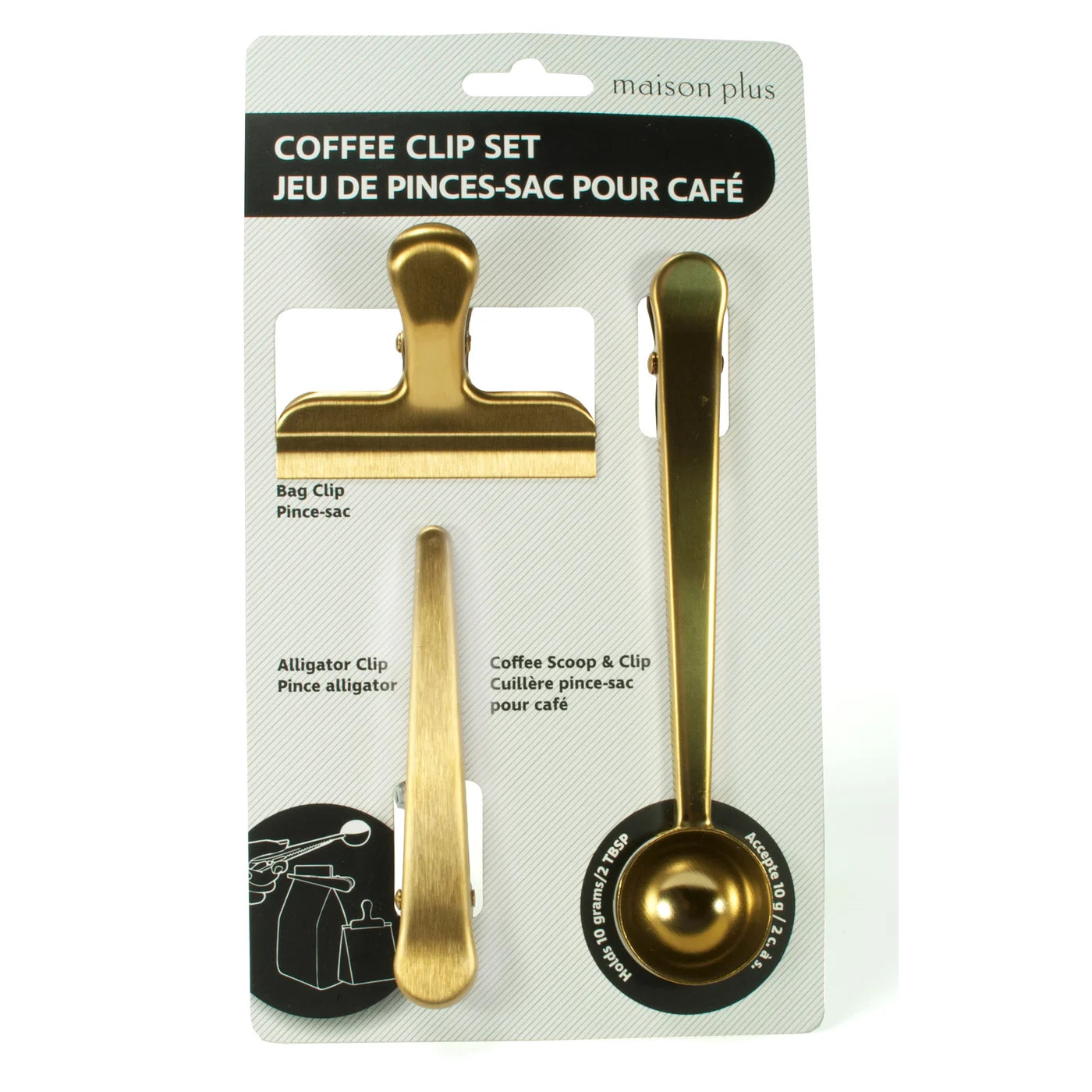 Coffee Clip Set Gold - Set of 3 - Kitchen Envy