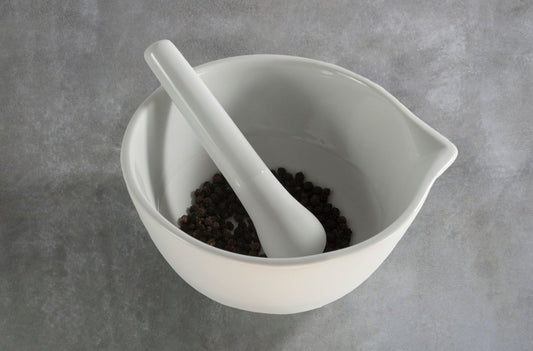 KITCHEN BASICS Mortar & Pestle 400ml/13oz Porcelain - KitchenEnvy