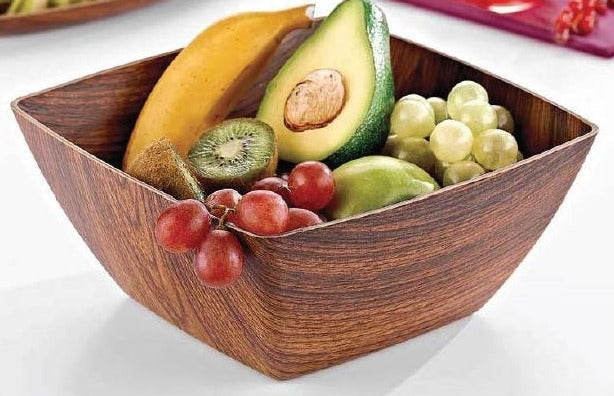 KITCHEN BASICS FAUX WOOD Square Bowl Large - Polystyrene - KitchenEnvy